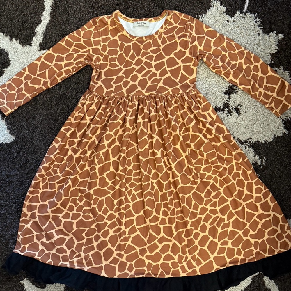 Giraffe Print Kids Long Dress or Gown Size 7